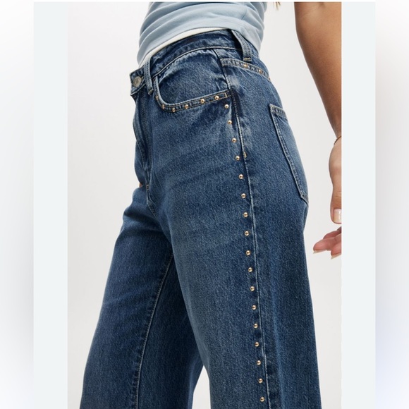 Cotton On Women - Studded Relaxed Wide Jean - Pure Blue Size 28 NWT - Picture 1 of 12